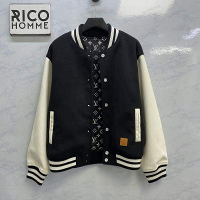 루이B통 레더 시그니처 크롭 바시티 자켓 (PREMIUM)