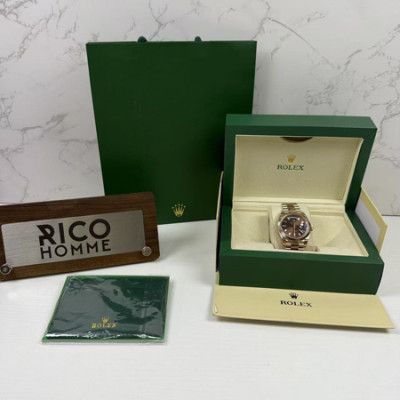 롤*스 데이데이트 초코 바게트다이아 로즈골드 금통 40mm 1:1 최상급 (싱크 99.8%)