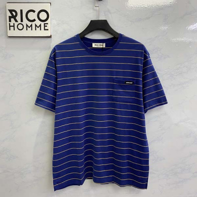 미*미* 로고 패치 스트라이프 반팔 티셔츠 (1:1 HIGH PREMIUM)