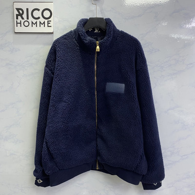 루이B통 가죽 패치 플리스 블루종 자켓 (1:1 HIGH PREMIUM)