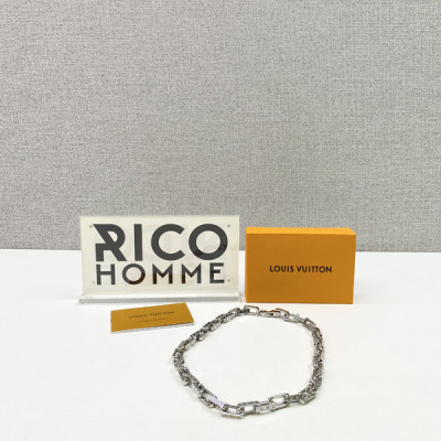 루이B통 모노그램 실버 체인 목걸이