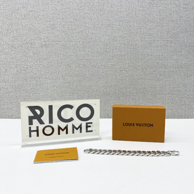 루이B통 버질 모노그램 실버 쿠반 체인링크 팔찌