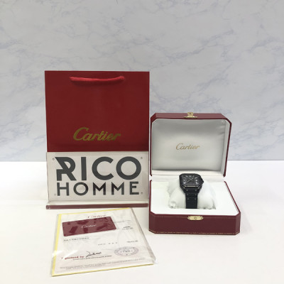 까르*에 산토스 올블랙 (다크워리어) 러버밴드 라지 47.5mm×39.8mm 1:1 최상급 (싱크 98.6%)