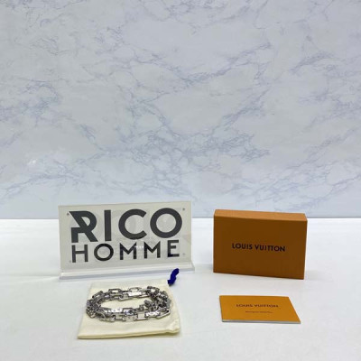 루이B통 모노그램 실버 체인 목걸이