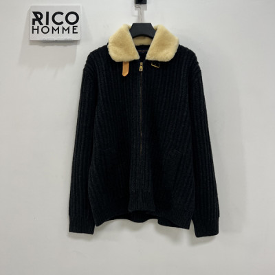 루이B통 퍼 카라 니트 블루종 자켓 (PREMIUM)