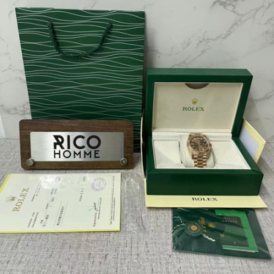 롤*스 데이데이트 초코 바게트다이아 로즈골드 금통 40mm 1:1 최상급 (싱크 99.8%)