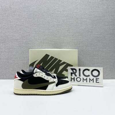 N*KE X 트래비스 스캇 조던1 레트로 로우 올리브