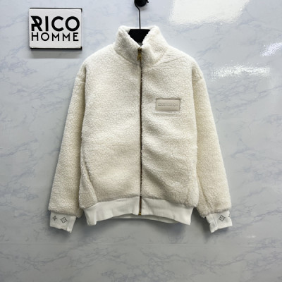 루이B통 레더 패치 플리스 블루종 자켓 화이트 (1:1 HIGH PREMIUM)