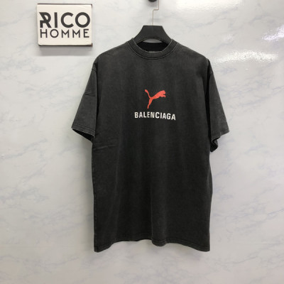 발렌시A가 X 푸마 페이디드 워시드 오버사이즈 반팔 티셔츠 (1:1 HIGH PREMIUM)