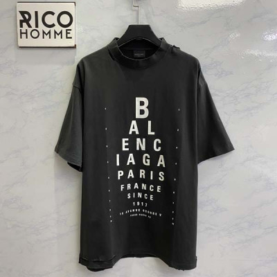 발렌시A가 옵티컬 워시드 디스트로이드 오버핏 반팔 티셔츠 (1:1 HIGH PREMIUM)