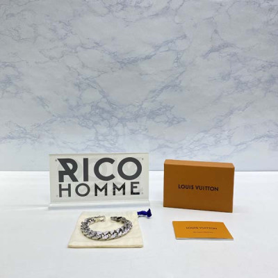 루이B통 버질 모노그램 실버 쿠반 체인링크 팔찌