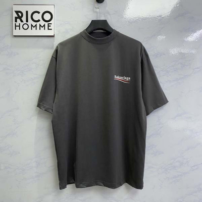 발렌시A가 2024 CAMPAIN 웨이브 워싱 반팔 티 (1:1 HIGH PREMIUM)