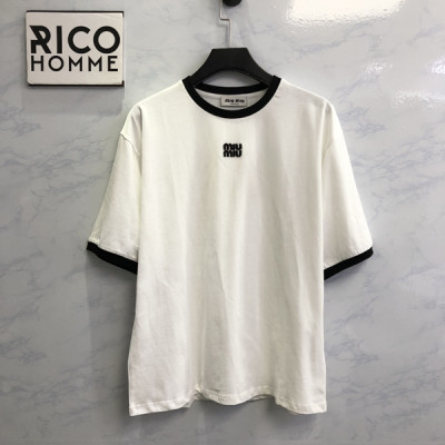 미*미* 우먼 센터 로고 자수 반팔 티셔츠 (PREMIUM)