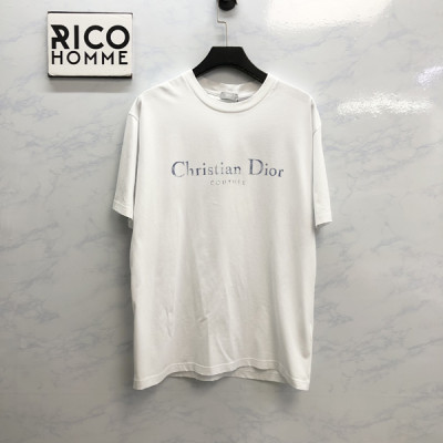 남녀공용 D올 디스트레스드-이펙트 프린트 반팔 티셔츠 (1:1 HIGH PREMIUM)