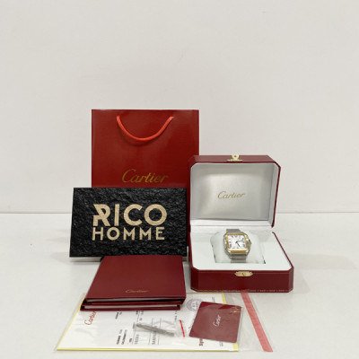 까르*에 산토스 옐로우골드 콤비 미디움 41.9mm×35.1mm 1:1 최상급 (싱크 98.6%)