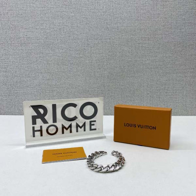 루이B통 버질 모노그램 실버 쿠반 체인링크 팔찌
