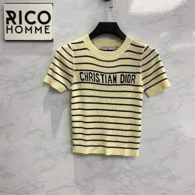 D올 우먼 Dioriviera 크롭 니트 반팔 티셔츠 (1:1 HIGH PREMIUM)