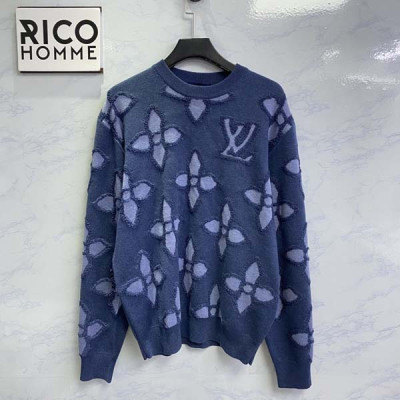 루이B통 모노그램 텍스처드 코튼 크루넥 니트 스웨터 (PREMIUM)