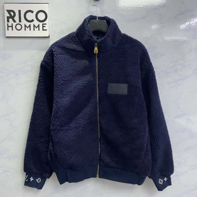 루이B통 가죽 패치 플리스 블루종 자켓 (1:1 HIGH PREMIUM)