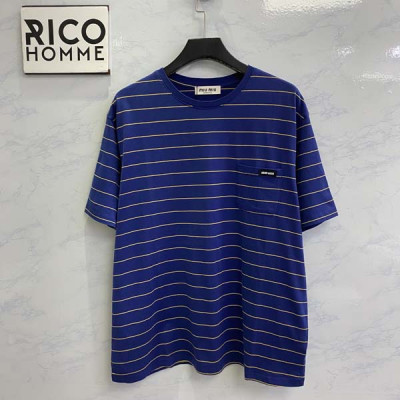 미*미* 로고 패치 스트라이프 반팔 티셔츠 (1:1 HIGH PREMIUM)