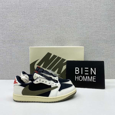 N*KE X 트래비스 스캇 조던1 레트로 로우 올리브