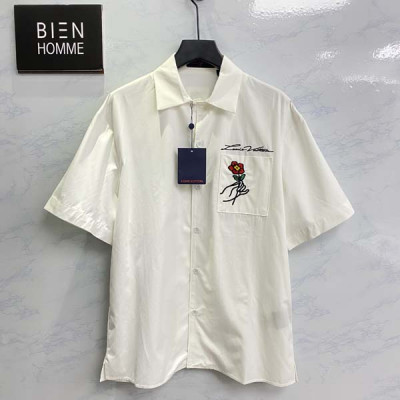 루이B통 오픈 카라 포켓 셔츠 반팔 티셔츠 (PREMIUM)