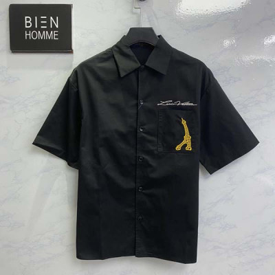 루이B통 오픈 카라 포켓 셔츠 반팔 티셔츠 (PREMIUM)