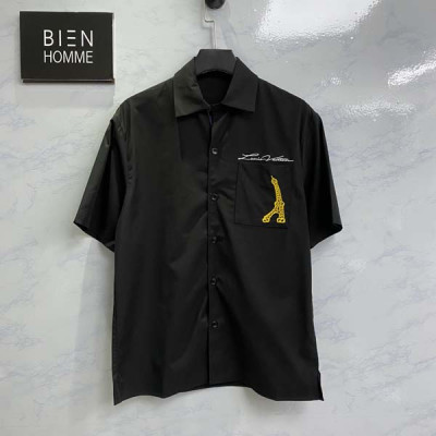 루이B통 오픈 카라 포켓 셔츠 반팔 티셔츠 (PREMIUM)