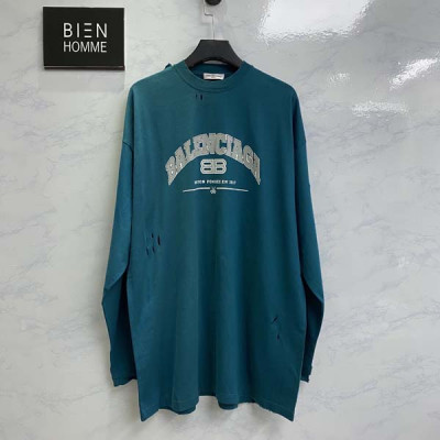 발렌시A가 메종 로고 블루 디스트로이드 롱슬리브 (PREMIUM)