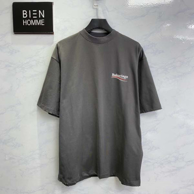 발렌시A가 2024 CAMPAIN 웨이브 워싱 반팔 티셔츠 (1:1 HIGH PREMIUM)