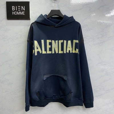 발렌시A가 테이프 로고 오버핏 워시드 후드티셔츠 (1:1 HIGH PREMIUM)