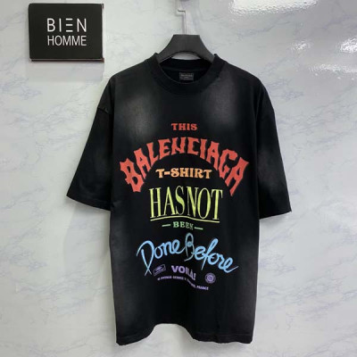 발렌시A가 낫 빈 던 블랙 빈티지 오버핏 반팔 티셔츠 (1:1 HIGH PREMIUM)