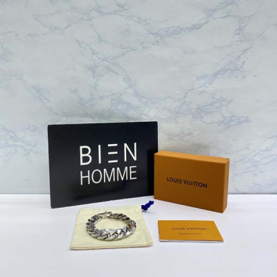 루이B통 버질 모노그램 실버 쿠반 체인링크 팔찌