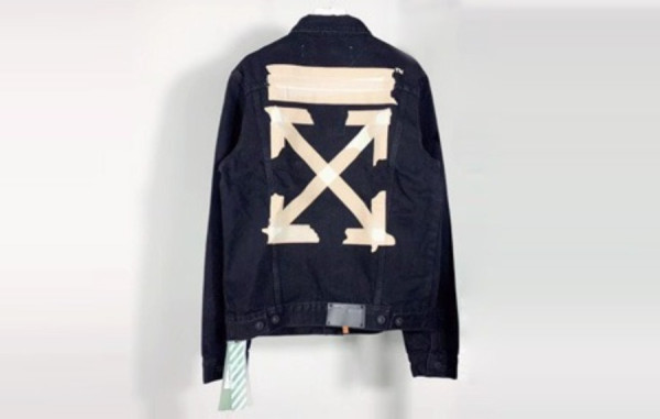 OFF 테이프 애로우 블랙 데님 자켓