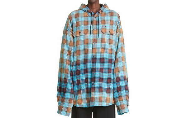 발렌시A가 블리치드 체크 플란넬 셔츠 코튼 자켓 (PREMIUM)