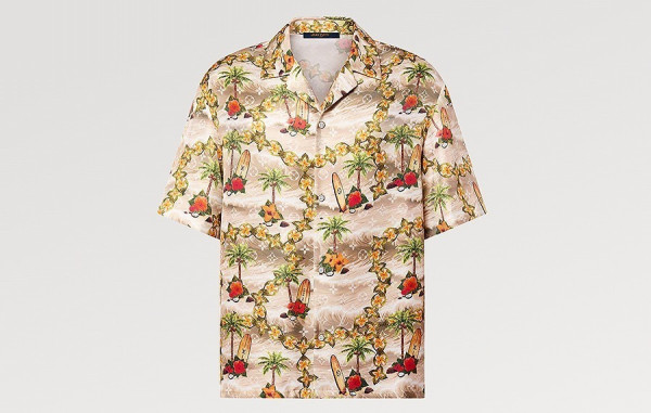 루이B통 모노그램 샌드 비치 슬리브드 실크 셔츠 & 쇼츠 팬츠 (PREMIUM)