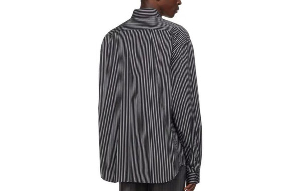 발렌시A가 스트라이프 블랙 코튼 셔츠 (PREMIUM)