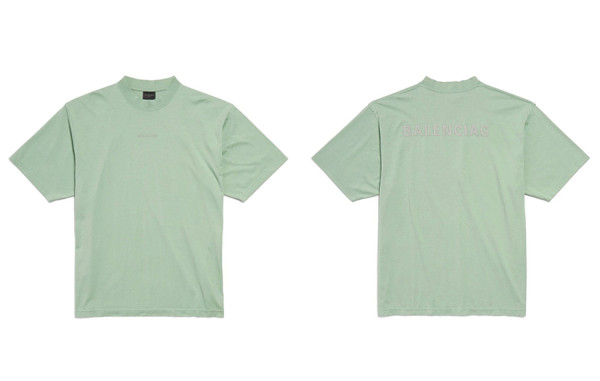 발렌시A가 25SS 센터 레터링 자수 반팔 티셔츠 (HIGH QUALITY)