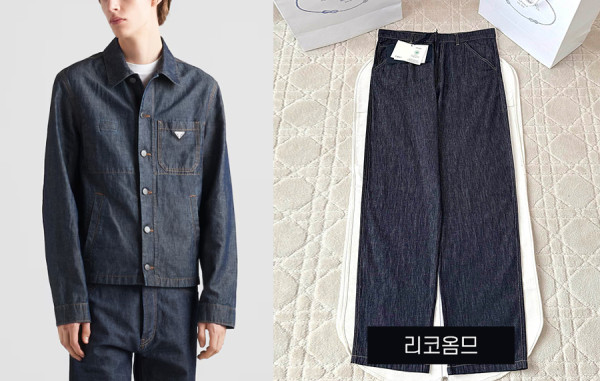 프RA다 콘트라스트 샴브레이 블루종 자켓 & 팬츠 (1:1 HIGH PREMIUM)