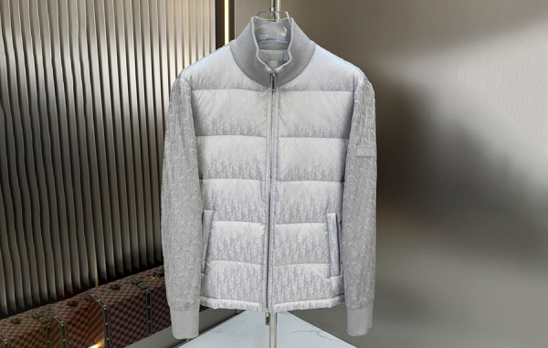 D올 오블리크 자카드 울 니트 패딩 자켓 (PREMIUM)