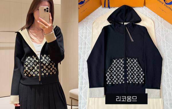 루이B통 우먼 모노그램 액센트 후드 집업 (1:1 HIGH PREMIUM)
