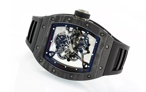 리차*밀 RM055 부바왓슨 NTPT 카본(블랙&레드) 블랙 러버밴드 42.7mm×50mm 1:1 최상급 (싱크 99.8%)