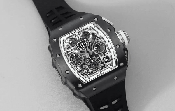 리차*밀 RM11-03 크로노그래프 블랙세라믹(화이트) 블랙 러버밴드 44.5mm×50mm 1:1 최상급 (싱크 98.9%)