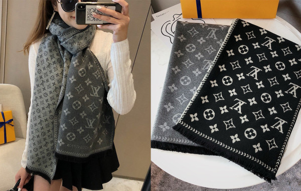 루이B통 모노그램 리버시블 울 머플러 (2color)